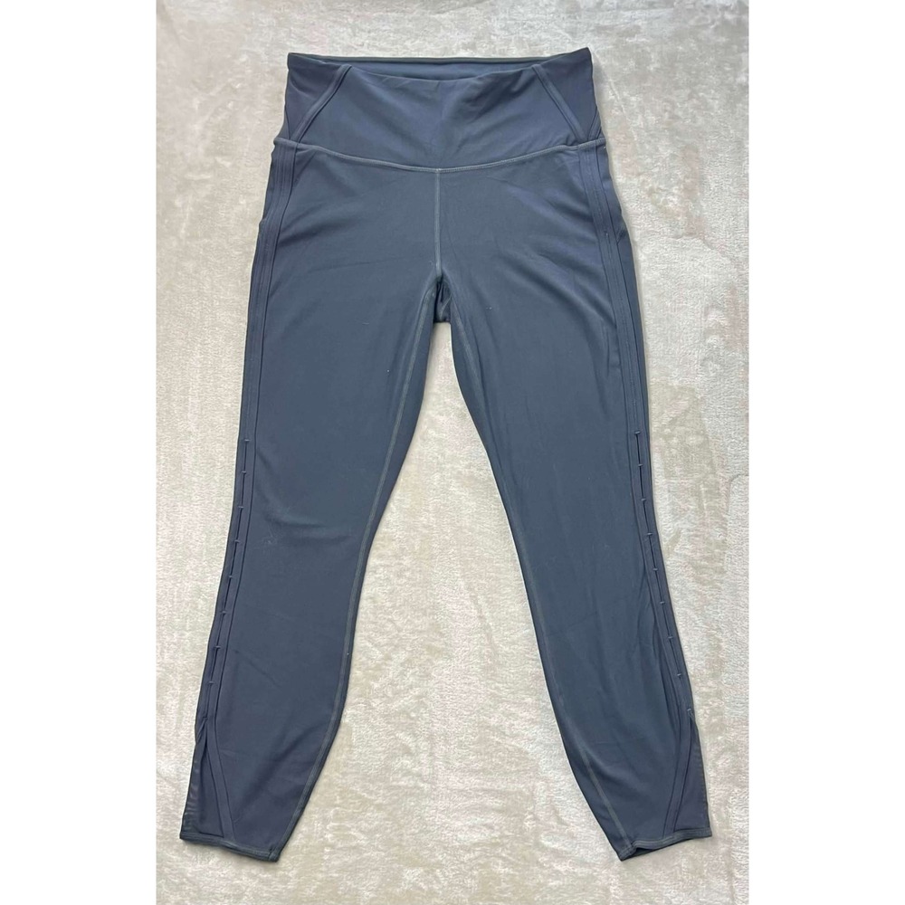 Athleta Womens Gray Mesh Ladder Trim High Rise 7/8 Leggings Size M RN 54023